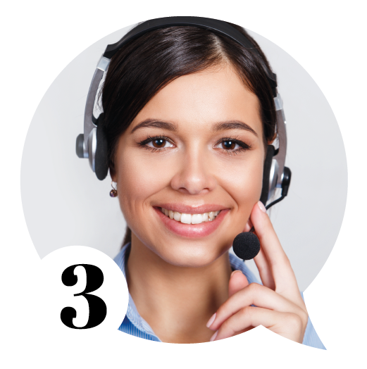 Pressplay receptionist young woman with headset on looking happy