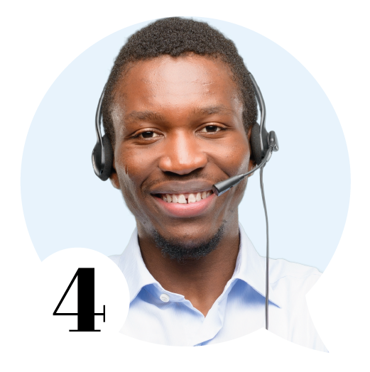 Pressplay receptionist young man with headset on looking happy