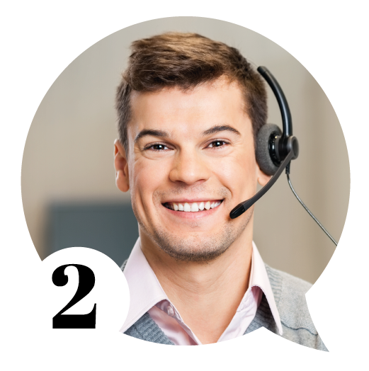 Pressplay receptionist young man with headset on looking happy